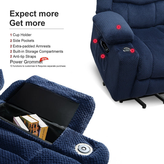 homyhomey Lift Recliner Chair for Elderly with Massage and Heating Electric Recliners Chairs Home Theater Seating Cup Holders Remote Control Living Room Bed Rooms - HOMYHOMEY DIRECT