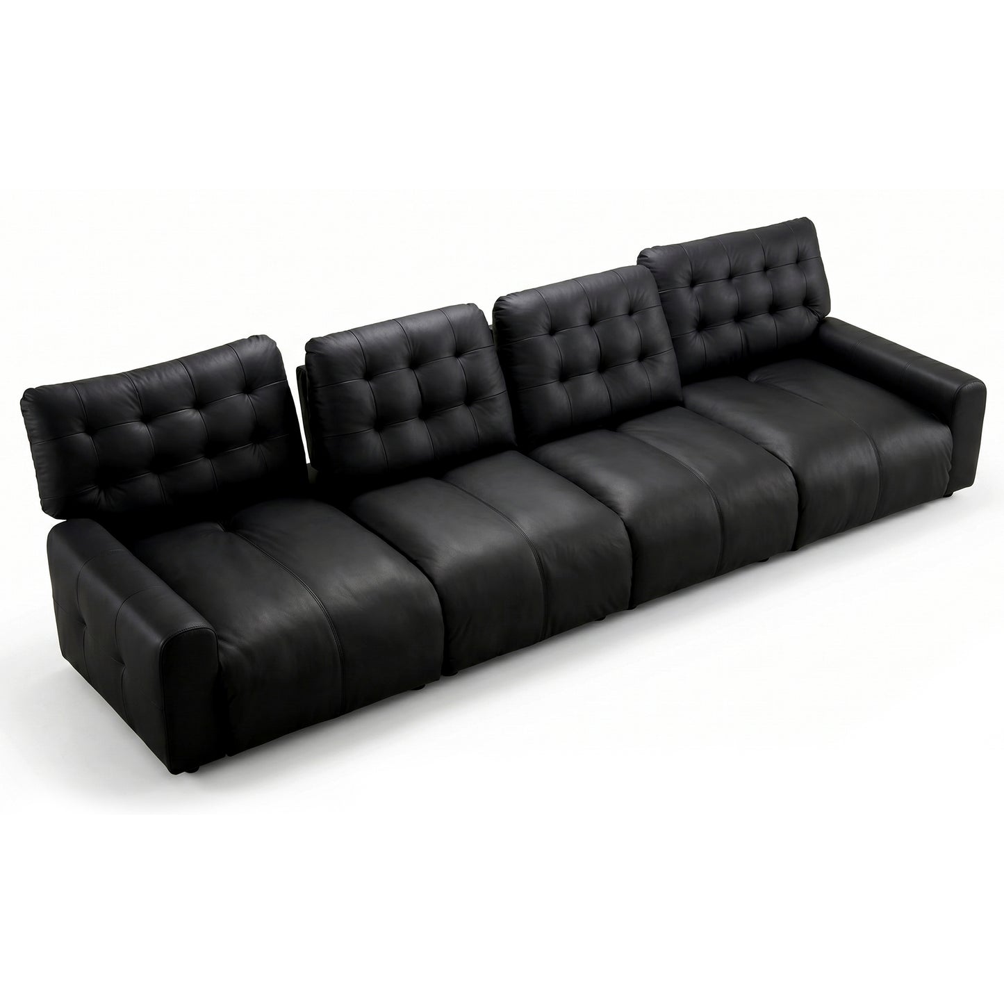 Oversized  Cloud Sofa Couch,Comfy Upholstered Faux Leather Sofas Couches with Deep Seat,Adjustable Back,Modern Sofa for Living Room, Apartment, or Office-Black