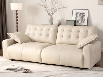 Oversized  Cloud Sofa Couch,Comfy Upholstered Faux Leather Sofas Couches with Deep Seat,Adjustable Back,Modern Sofa for Living Room, Apartment, or Office-Black