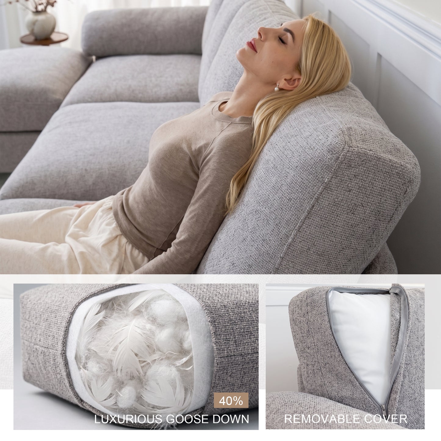 Extra Large L Shaped Modular Sectional Sofa,3 Seat Cloud Couch for Living Room,Movable Ottoman,Sturdy Frame, Easy Assembly, Soft Chenille