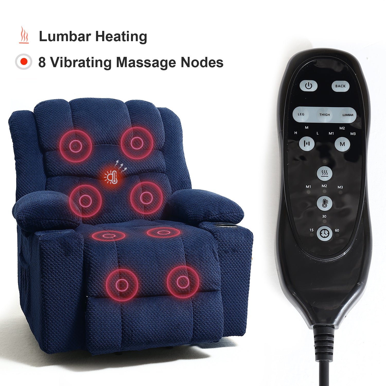 homyhomey Lift Recliner Chair for Elderly with Massage and Heating Electric Recliners Chairs Home Theater Seating Cup Holders Remote Control Living Room Bed Rooms - HOMYHOMEY DIRECT