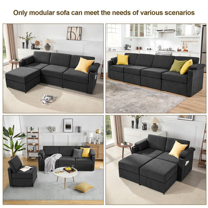 L Shaped Modular Sectional Cloud Sofa - HOMYHOMEY DIRECT