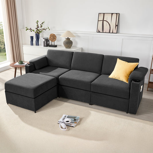 L Shaped Modular Sectional Cloud Sofa - HOMYHOMEY DIRECT