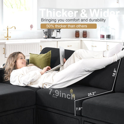 L Shaped Modular Sectional Cloud Sofa - HOMYHOMEY DIRECT