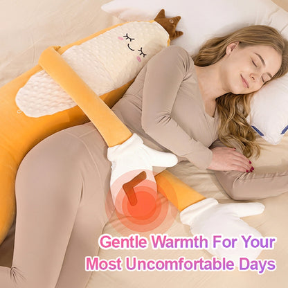 Full Body Sleep Buddy Hugging Pillow with Gentle Patting Function, Warm Compress & Custom Voice Recording, Ergonomic Long Plush Relaxation Pillow for Stress Relief & Better Night Sleep