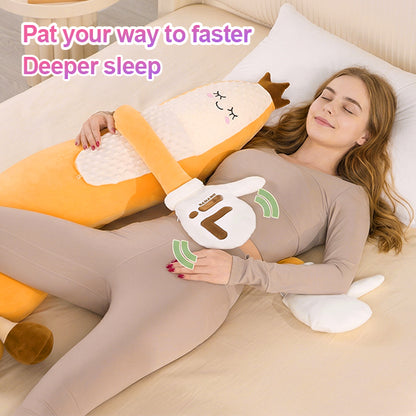 Full Body Sleep Buddy Hugging Pillow with Gentle Patting Function, Warm Compress & Custom Voice Recording, Ergonomic Long Plush Relaxation Pillow for Stress Relief & Better Night Sleep