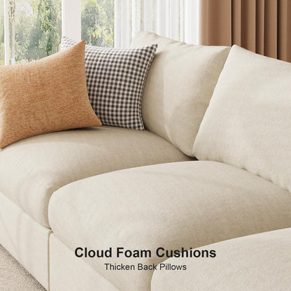 Velvet Couches Oversized U Shaped Convertible Sleeper Sofa Chaise Detachable Armrest Cushion Cup Holder (Chenille White, 8 Seats) - HOMYHOMEY DIRECT